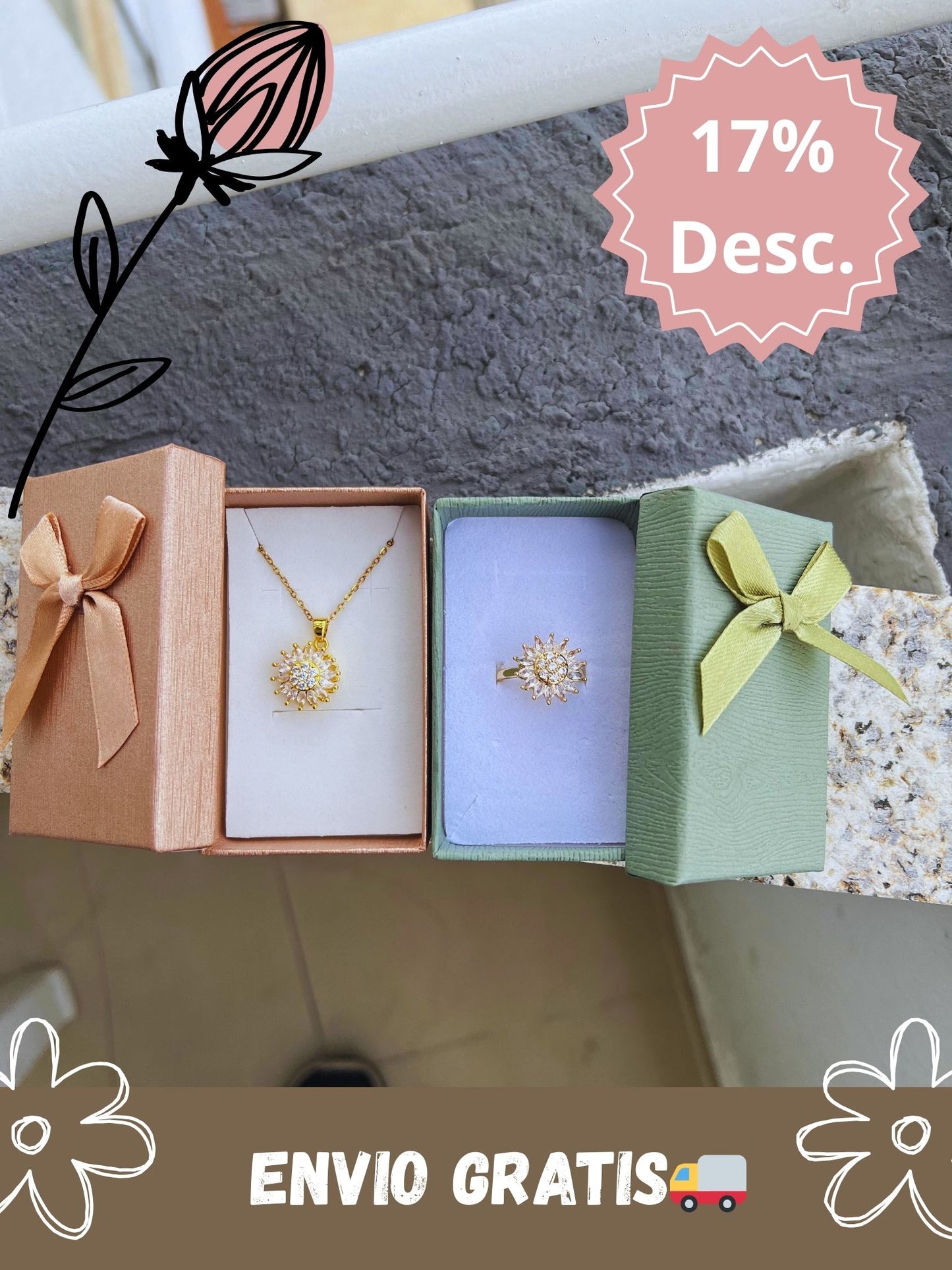 COMBO Girasol Giratorio + Anillo Giratorio + CAJA DE LUJO™ 💍