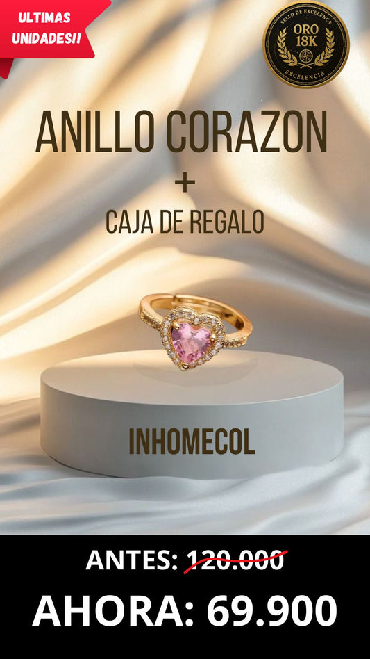 Anillo oro 18k en forma de corazón 🩷™